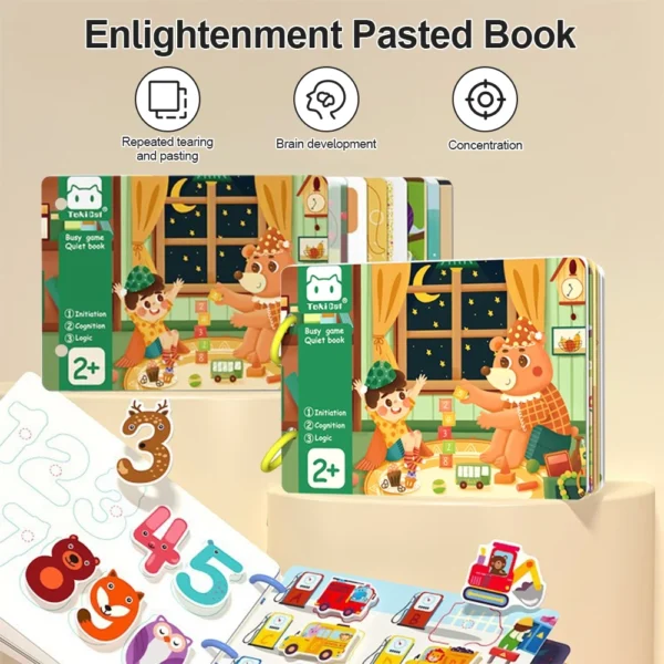 Busy Book for Kids Toddlers Educational Toys Quiet Book 2 Years Baby DIY Montessori Toys Animals Numbers