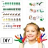 24 Color Finger Painting Card Set Ink Stamp Pad DIY Washable Finger Drawing Toys for Kids