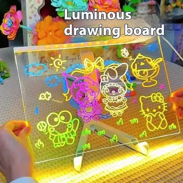 Glow in the Dark DIY Drawing Board for Kids   Wipe Clean Acrylic Light Up Writing Pad   Educational   Creative Toy for Toddlers   Reusable   Safe for Children Ages 3
