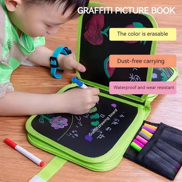 Portable Erasable Toys Coloring Book Blackboard Kids Toys Soft Stationery Book Coloring Kids DIY Chalk Drawing