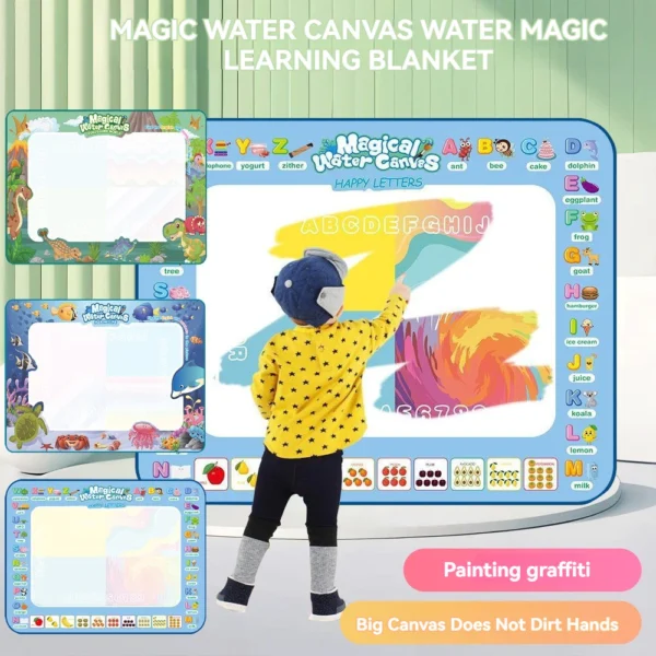 Set Toys Educational Activity Kit Montessori for Kids 3 Patterns Painting Type Mat Water Magic 80x100cm