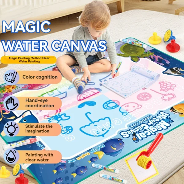 3 Type Montessori Toys 100x80cm Set Painting Kit Kids Educational Toys Activity Magic Water Mat