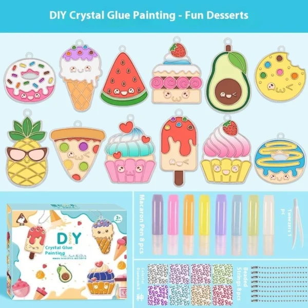 Children no bake gel painting handicrafts   Girls  DIY coloring pendant set   Cute models   No UV curing formula required