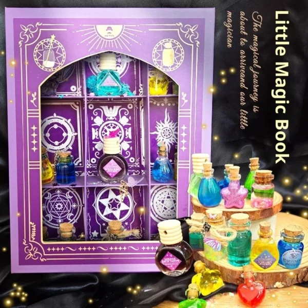 Mini Magic Book DIY Potion Bottle Kit   Kids Science Experiment Set  Creative Birthday Gift  Educational STEM Craft Activity for Children