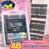 Acrylic Glitter Markers Set Sparkle Pearl Effect 24 48 72 Colors Non Toxic for Student DIY Art Kids Graffiti Pen